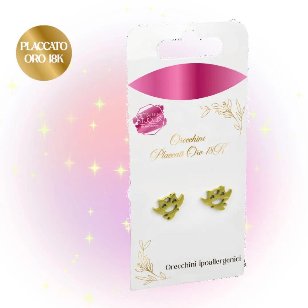 Orecchini Placcati Oro 18K Gufo