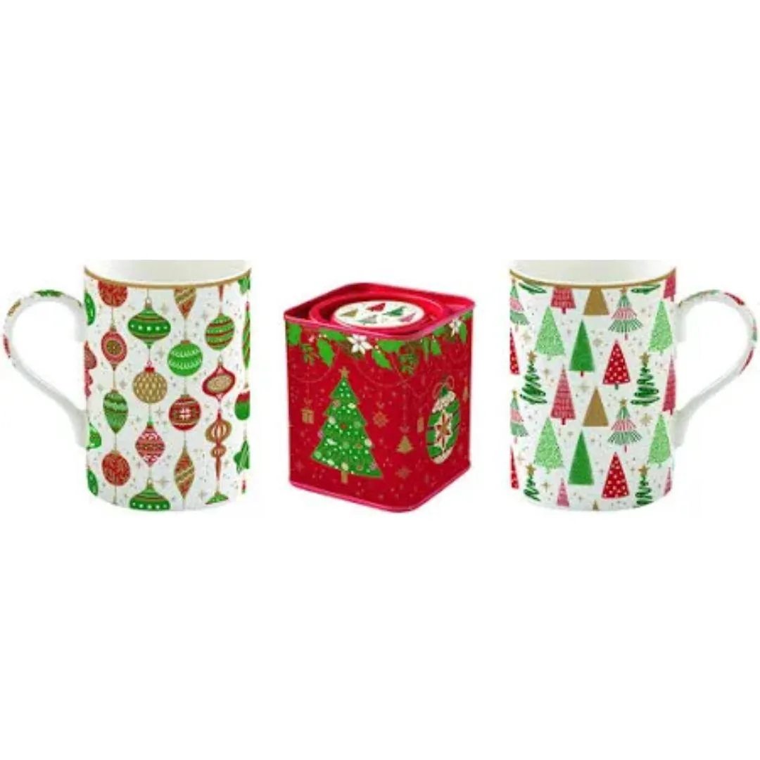 Set Natale 2 Tazze e Scatolina in latta porta te 2