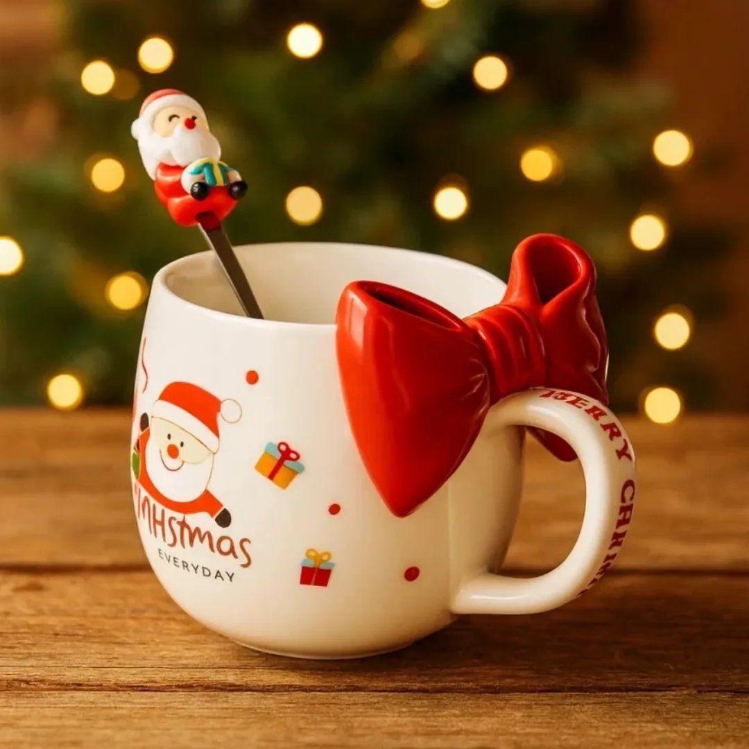 Tazza di Natale con Fiocco Rosso e Cucchiaino 2
