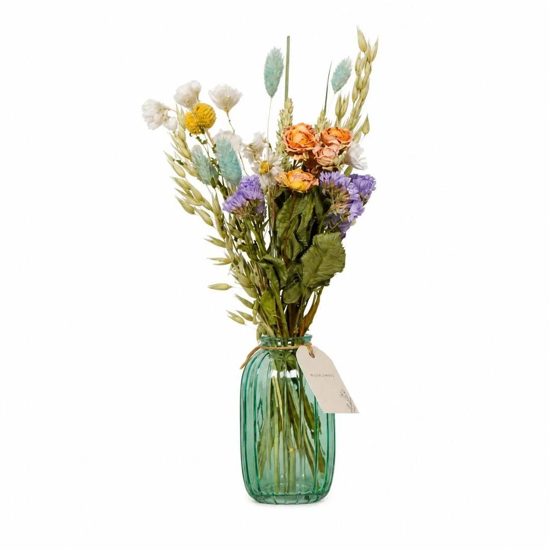 Fiori Secchi in Bottiglia Mix Pastello Verde