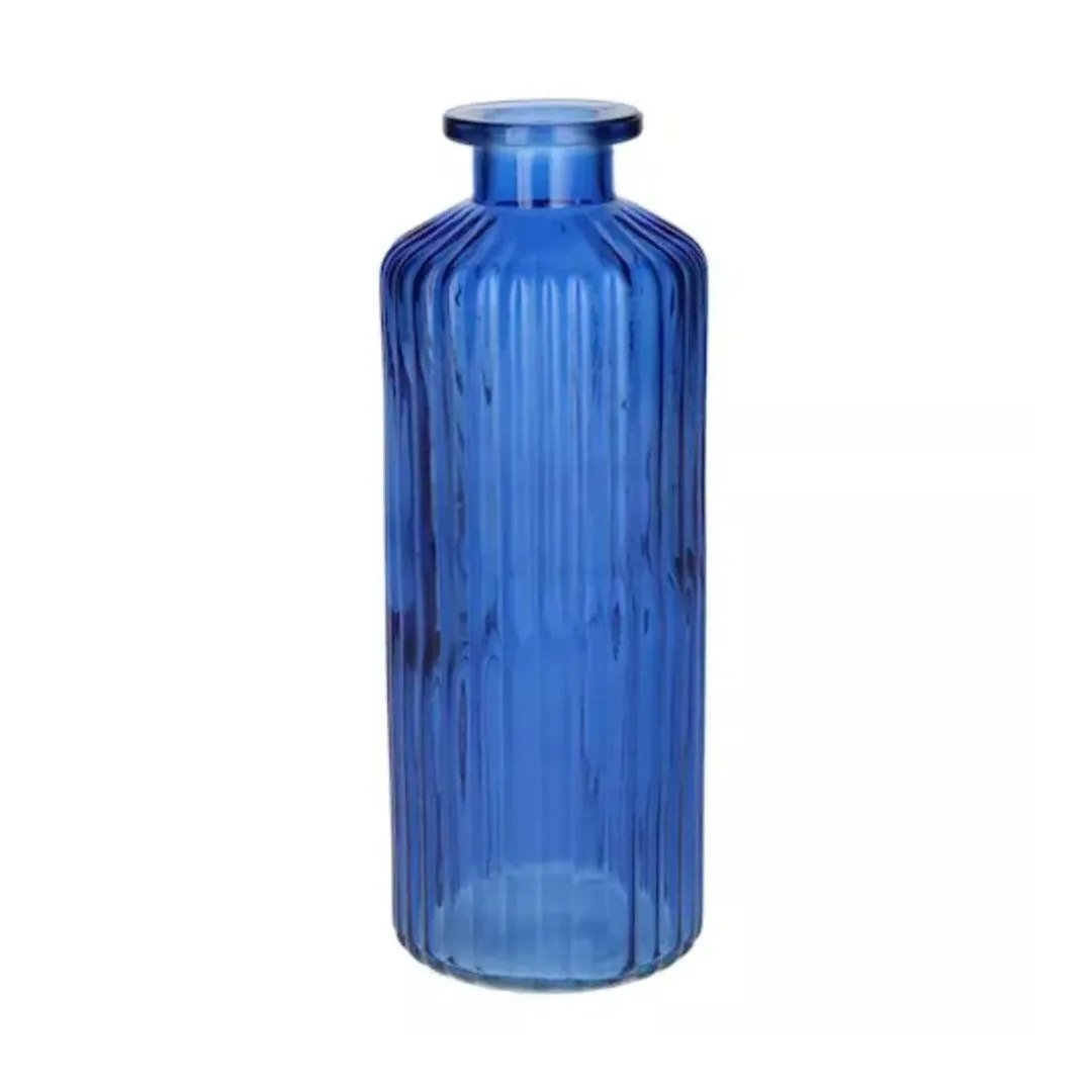 Bottiglia Caro Linee Trasparente Blu Cobalto Medio 20cm